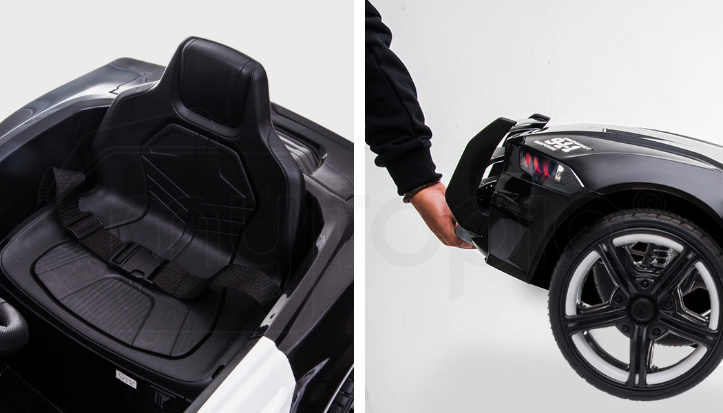 ROVO KIDS Ride-On Car Patrol Electric Battery Powered Toy Black - Cosy Abode