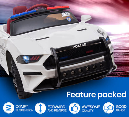 ROVO KIDS Ride-On Car Patrol Electric Battery Powered Toy White - Cosy Abode