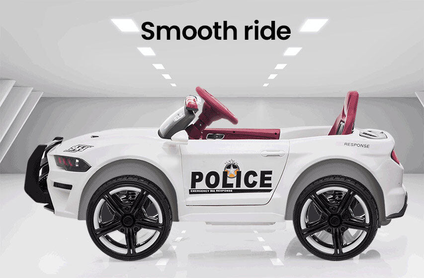 ROVO KIDS Ride-On Car Patrol Electric Battery Powered Toy White - Cosy Abode