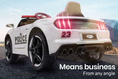 ROVO KIDS Ride-On Car Patrol Electric Battery Powered Toy White - Cosy Abode