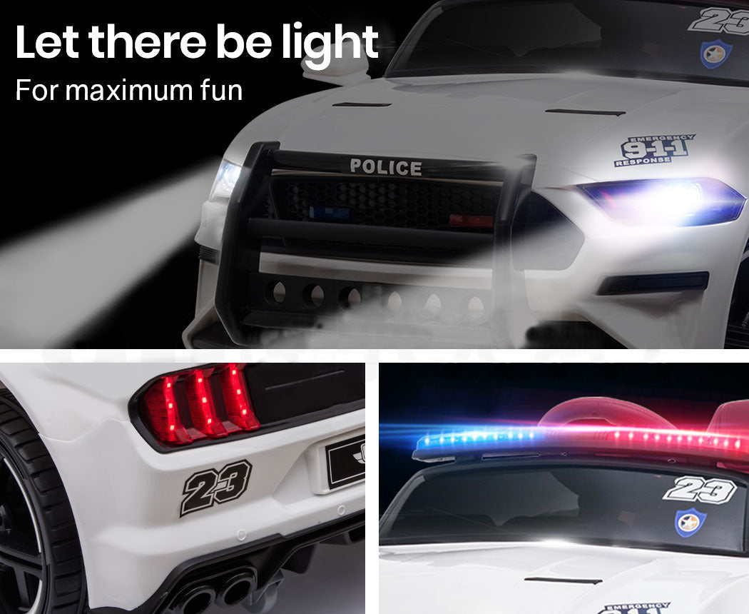 ROVO KIDS Ride-On Car Patrol Electric Battery Powered Toy White - Cosy Abode