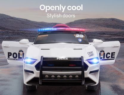 ROVO KIDS Ride-On Car Patrol Electric Battery Powered Toy White - Cosy Abode