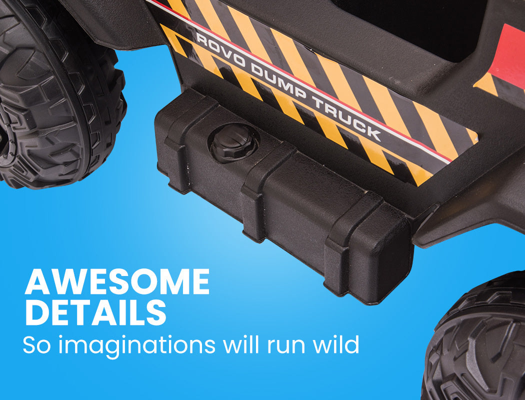 ROVO KIDS Electric Ride On Children's Toy Dump Truck with Bluetooth Music - Yellow - Cosy Abode