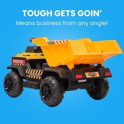 ROVO KIDS Electric Ride On Children's Toy Dump Truck with Bluetooth Music - Yellow - Cosy Abode
