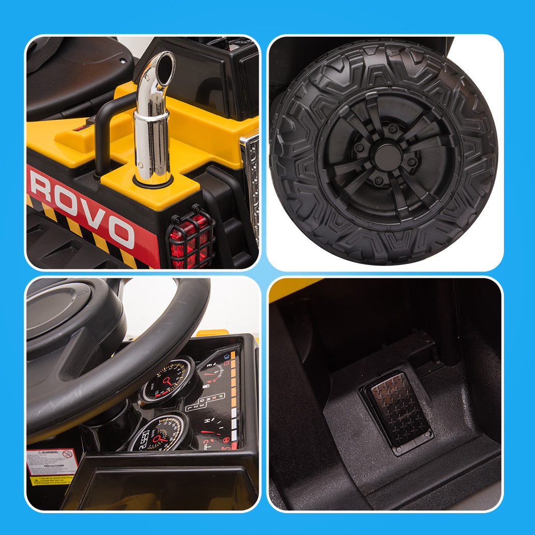 ROVO KIDS Electric Ride On Children's Toy Dump Truck with Bluetooth Music - Yellow - Cosy Abode