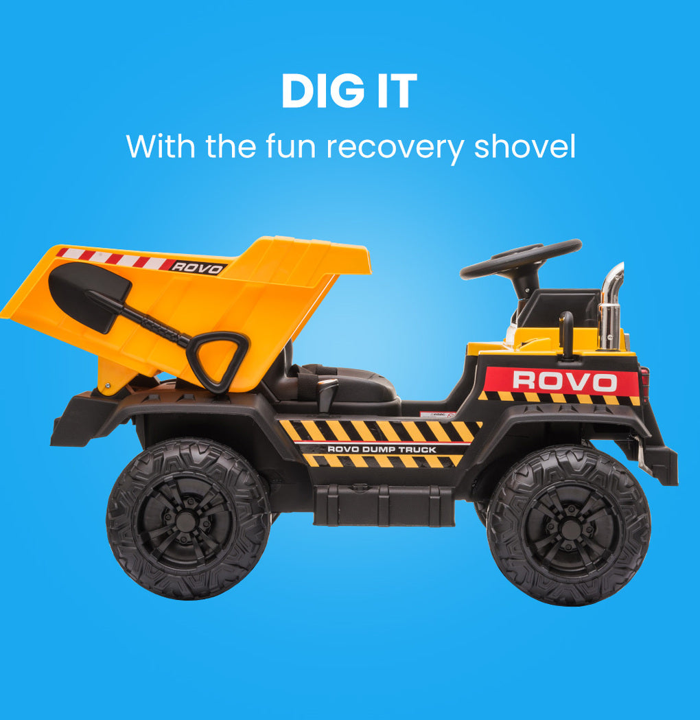 ROVO KIDS Electric Ride On Children's Toy Dump Truck with Bluetooth Music - Yellow - Cosy Abode