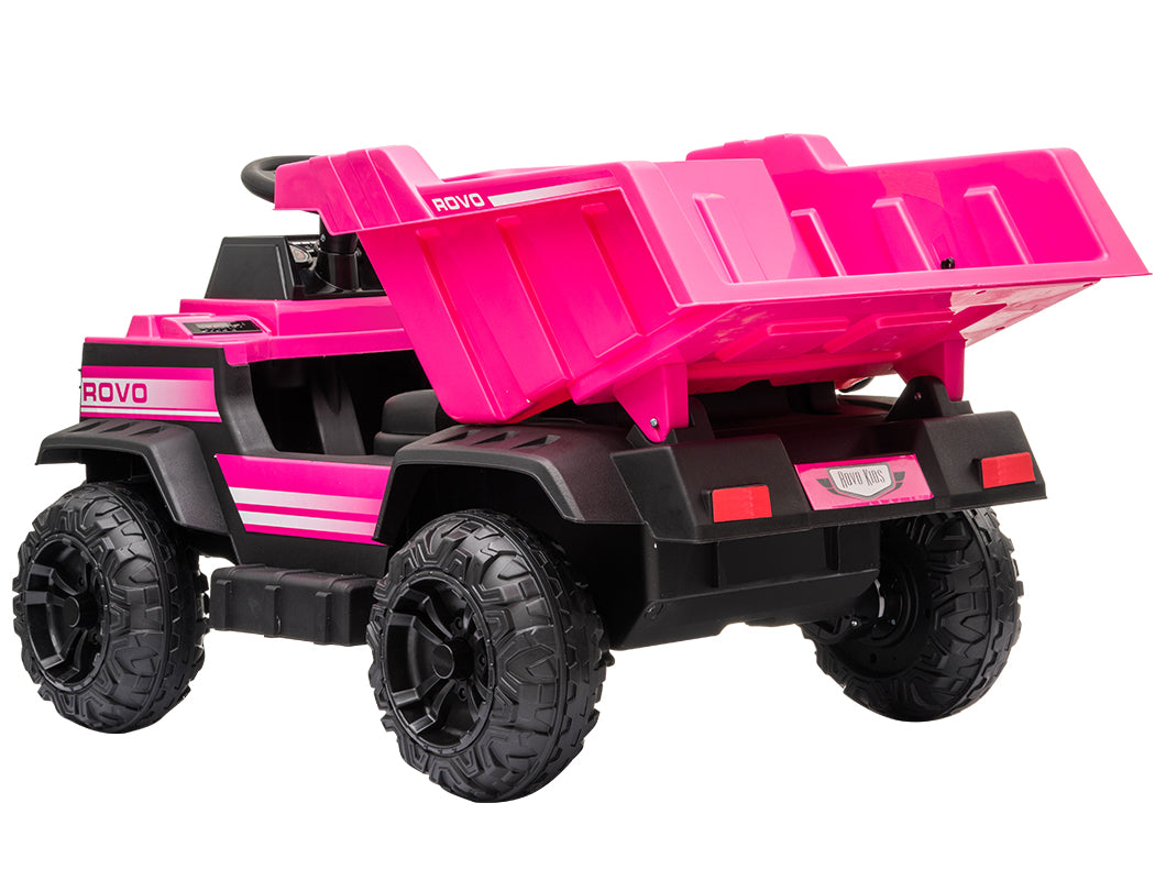 ROVO KIDS Electric Ride On Children's Toy Dump Truck with Bluetooth Music - Pink - Cosy Abode