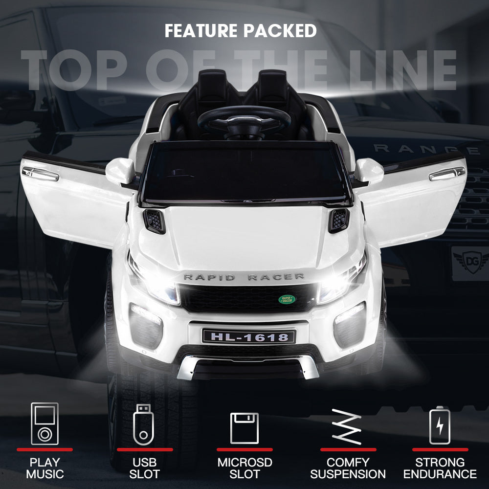 ROVO KIDS Ride-On Car Children Electric Toy w/ Remote Control White 12V - Cosy Abode