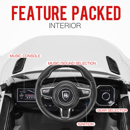 ROVO KIDS Ride-On Car Children Electric Toy w/ Remote Control White 12V - Cosy Abode