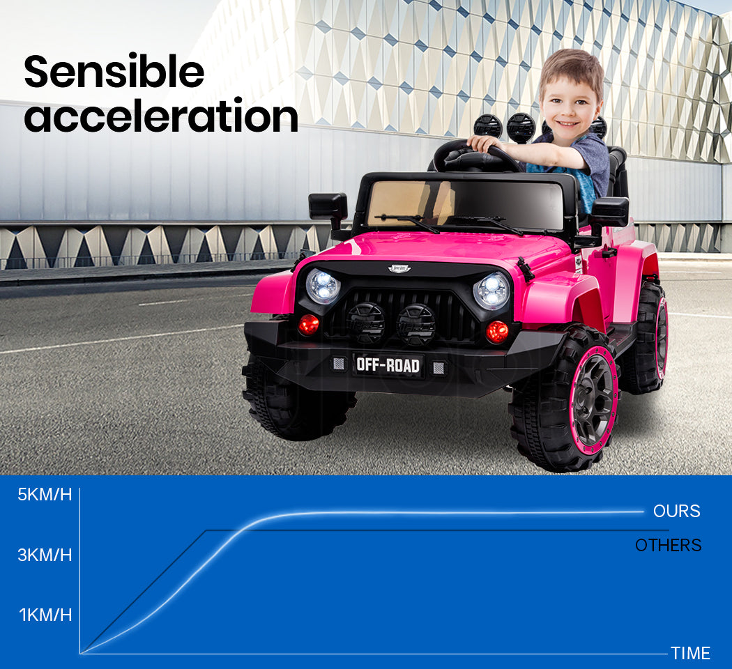 ROVO KIDS Electric Ride On Car 12V 4WD Jeep Inspired Girls Toy Battery Girls - Cosy Abode