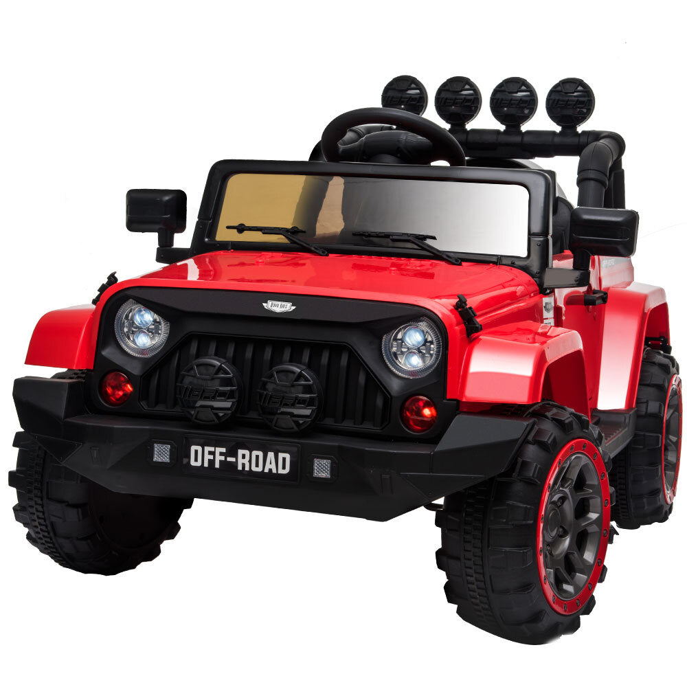 ROVO KIDS Electric Ride On 12V 4WD Jeep Inspired  Car Boys Toy Battery Red - Cosy Abode