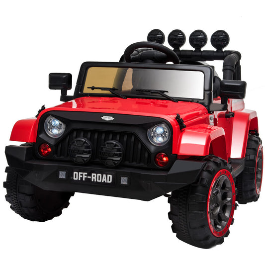 ROVO KIDS Electric Ride On 12V 4WD Jeep Inspired  Car Boys Toy Battery Red - Cosy Abode