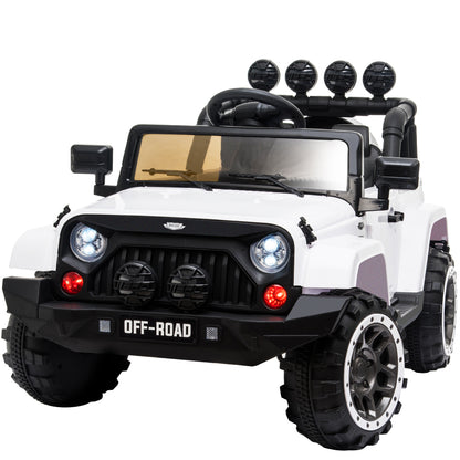ROVO KIDS Jeep Inspired Ride-On Car Children Electric Toy 4WD 12V White - Cosy Abode