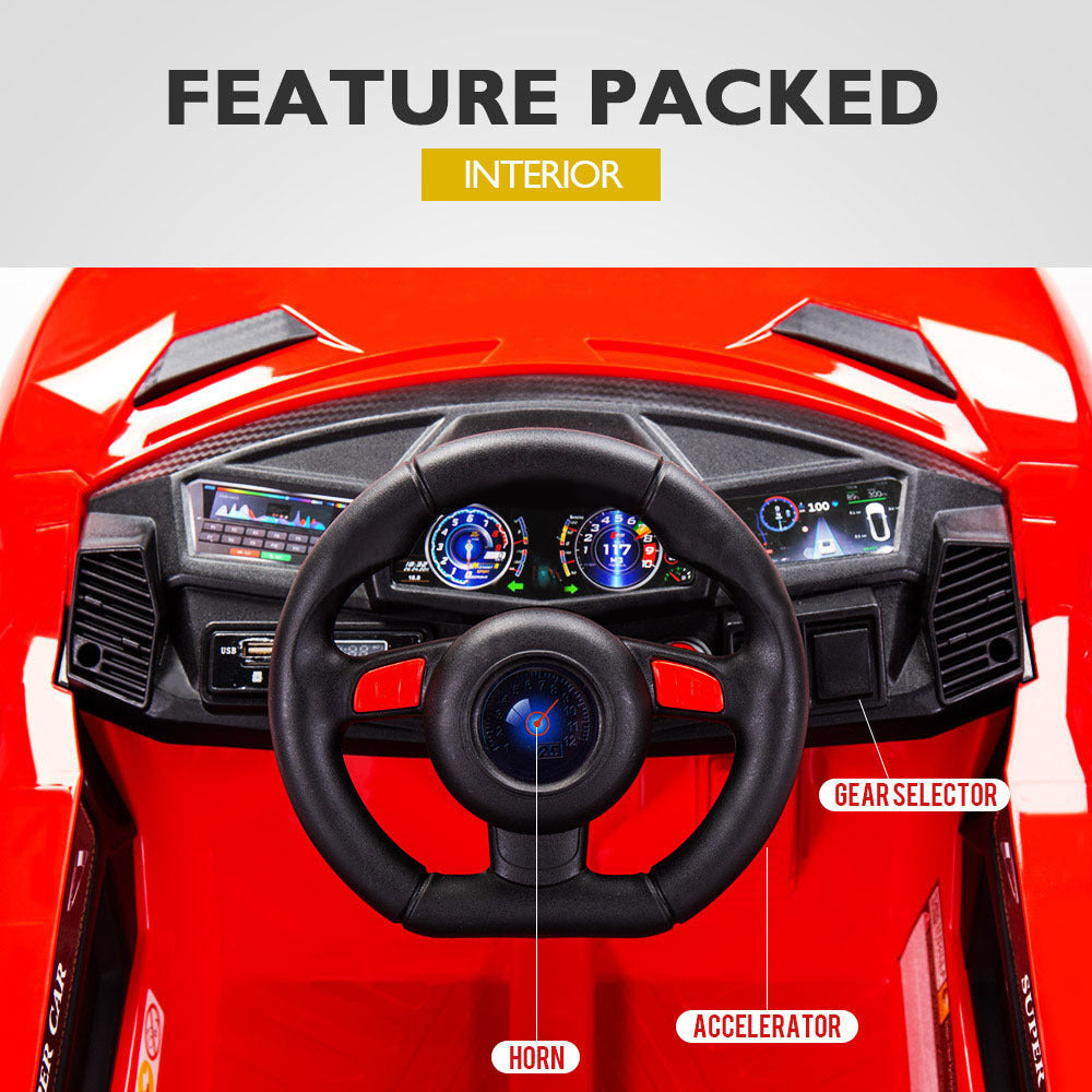 ROVO KIDS Ride-On Car LAMBORGHINI Inspired - Electric Toy Battery Remote Red - Cosy Abode