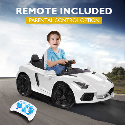 ROVO KIDS Ride-On Car LAMBORGHINI Inspired Electric Toy Battery Remote White - Cosy Abode