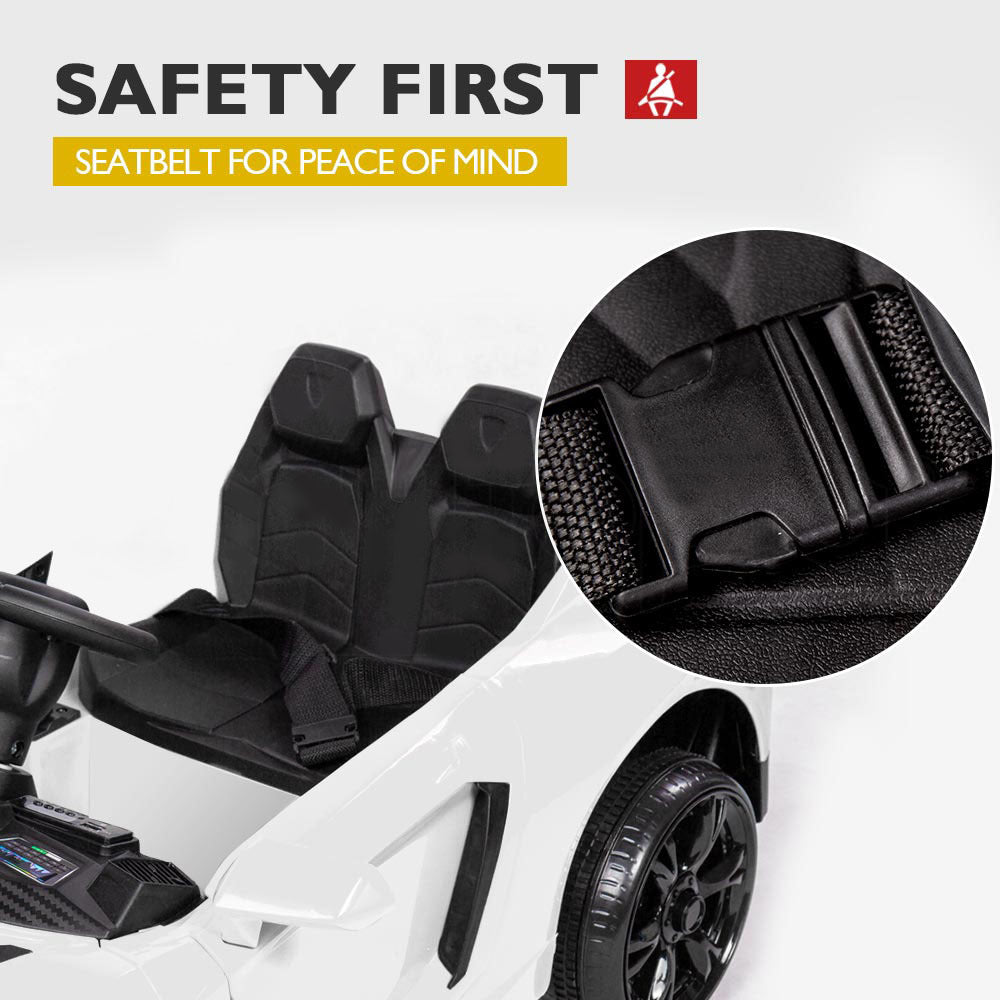 ROVO KIDS Ride-On Car LAMBORGHINI Inspired Electric Toy Battery Remote White - Cosy Abode