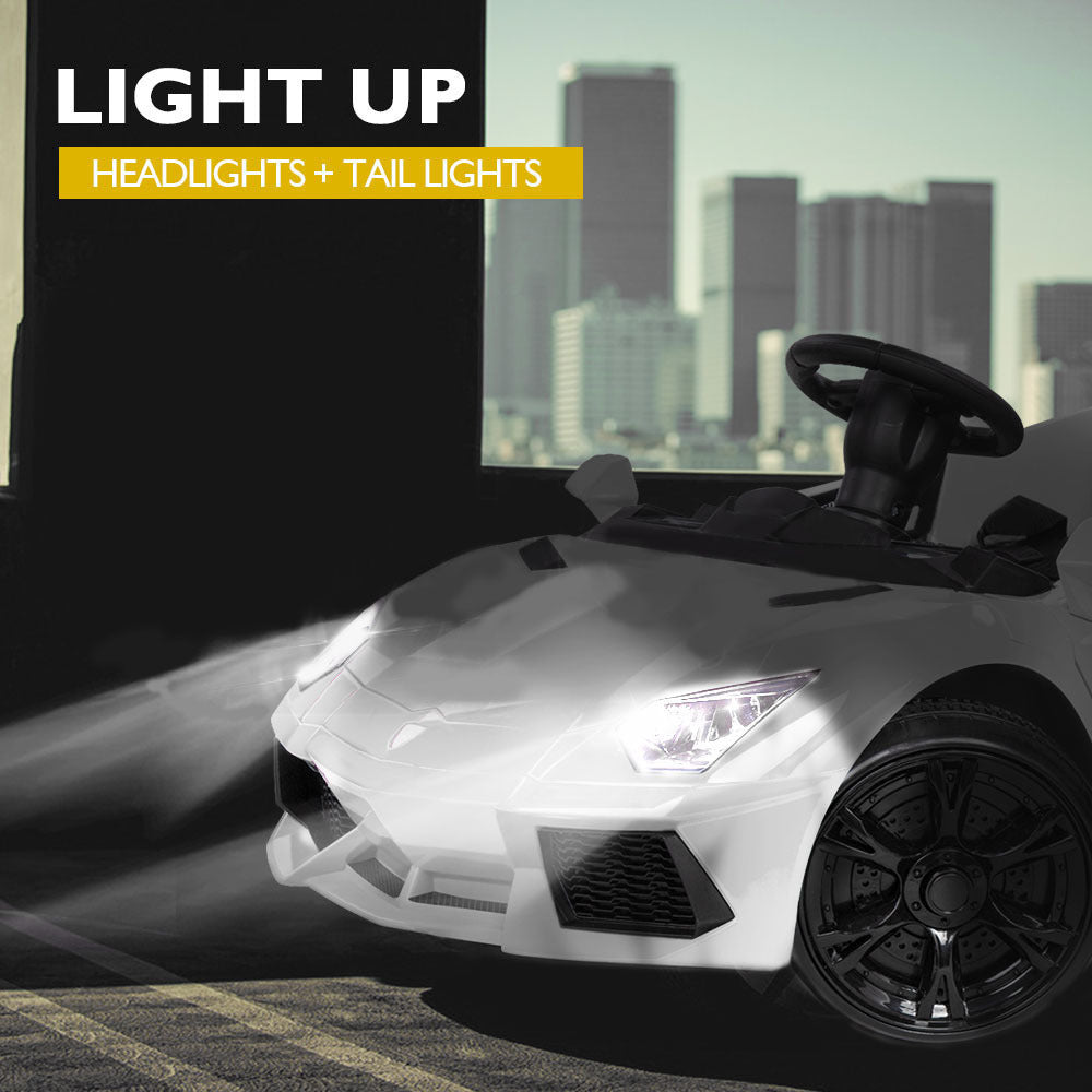 ROVO KIDS Ride-On Car LAMBORGHINI Inspired Electric Toy Battery Remote White - Cosy Abode