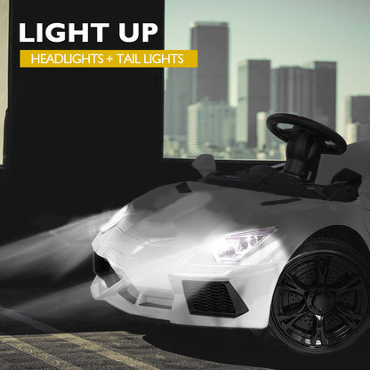 ROVO KIDS Ride-On Car LAMBORGHINI Inspired Electric Toy Battery Remote White - Cosy Abode