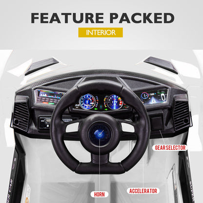 ROVO KIDS Ride-On Car LAMBORGHINI Inspired Electric Toy Battery Remote White - Cosy Abode