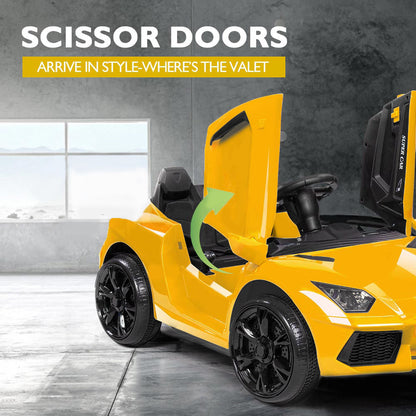 ROVO KIDS Ride-On Car LAMBORGHINI Inspired - Electric Battery Remote Yellow - Cosy Abode