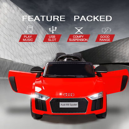 Rovo Kids Kids Ride-On Car Licensed AUDI R8 SPYDER Battery Electric Toy Remote 12V Red - Cosy Abode