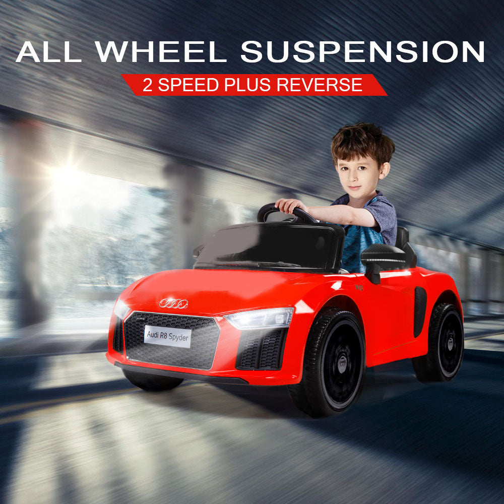 Rovo Kids Kids Ride-On Car Licensed AUDI R8 SPYDER Battery Electric Toy Remote 12V Red - Cosy Abode