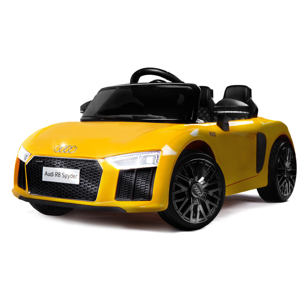 Rovo Kids Kids Ride-On Car Licensed AUDI R8 SPYDER Battery Electric Toy Remote 12V Yellow - Cosy Abode