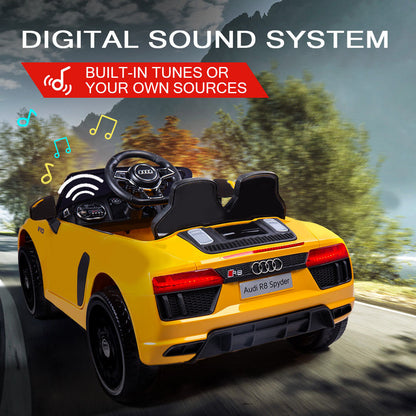 Rovo Kids Kids Ride-On Car Licensed AUDI R8 SPYDER Battery Electric Toy Remote 12V Yellow - Cosy Abode