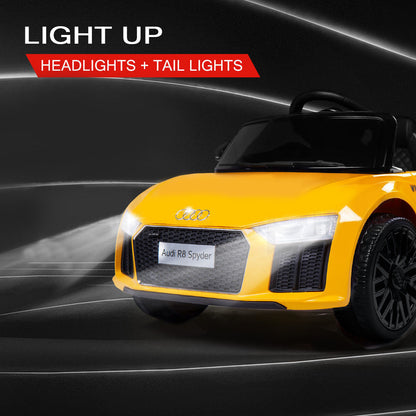 Rovo Kids Kids Ride-On Car Licensed AUDI R8 SPYDER Battery Electric Toy Remote 12V Yellow - Cosy Abode