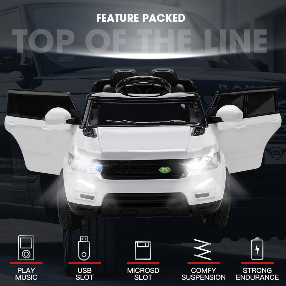 ROVO KIDS Ride-On Car Electric Battery Childrens Toy Powered w/ Remote 12V White - Cosy Abode