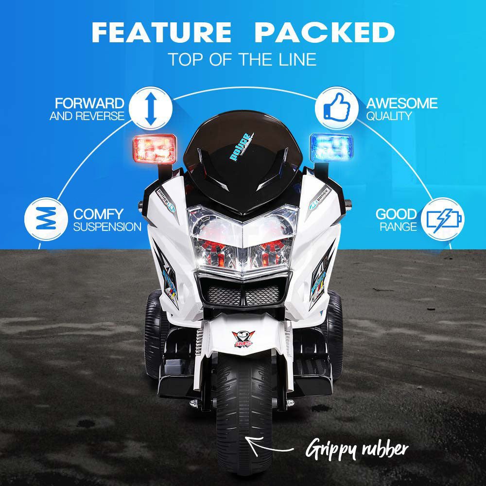 ROVO KIDS Electric Ride-On Patrol Motorbike S1K-Inspired Battery Police Toy Bike - Cosy Abode