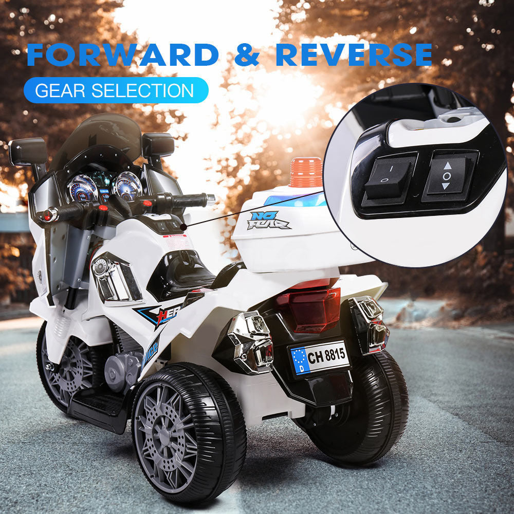 ROVO KIDS Electric Ride-On Patrol Motorbike S1K-Inspired Battery Police Toy Bike - Cosy Abode
