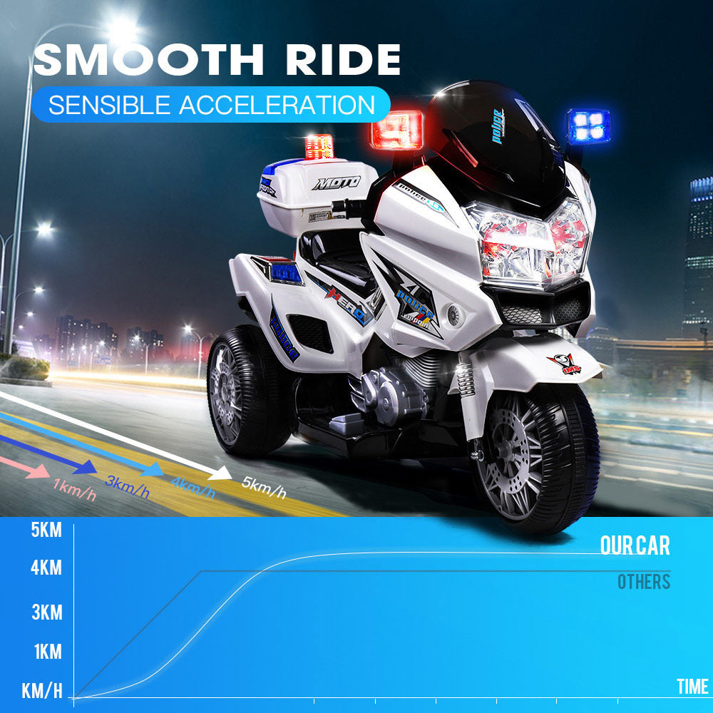 ROVO KIDS Electric Ride-On Patrol Motorbike S1K-Inspired Battery Police Toy Bike - Cosy Abode