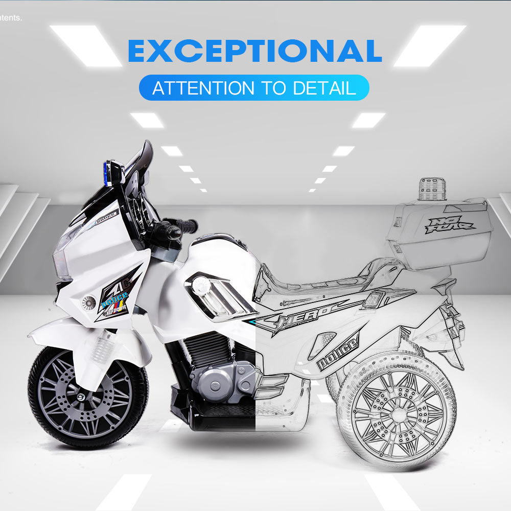 ROVO KIDS Electric Ride-On Patrol Motorbike S1K-Inspired Battery Police Toy Bike - Cosy Abode