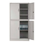 FORTIA 4-Door Steel Stationery Cabinet, Cam Locks, Shelves, Grey - Cosy Abode