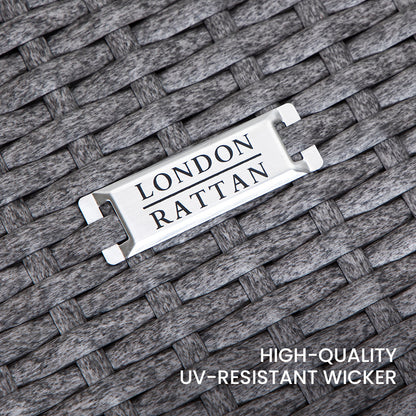 LONDON RATTAN Wicker 5 Piece Outdoor Dining Table Furniture Set - Grey - Cosy Abode