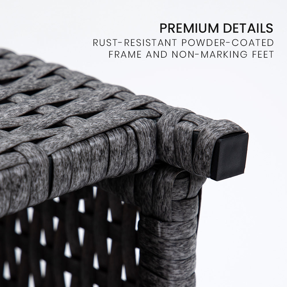 LONDON RATTAN Wicker 5 Piece Outdoor Dining Table Furniture Set - Grey - Cosy Abode