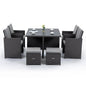 LONDON RATTAN Wicker 9 Piece Outdoor Dining Table Furniture Set - Grey - Cosy Abode