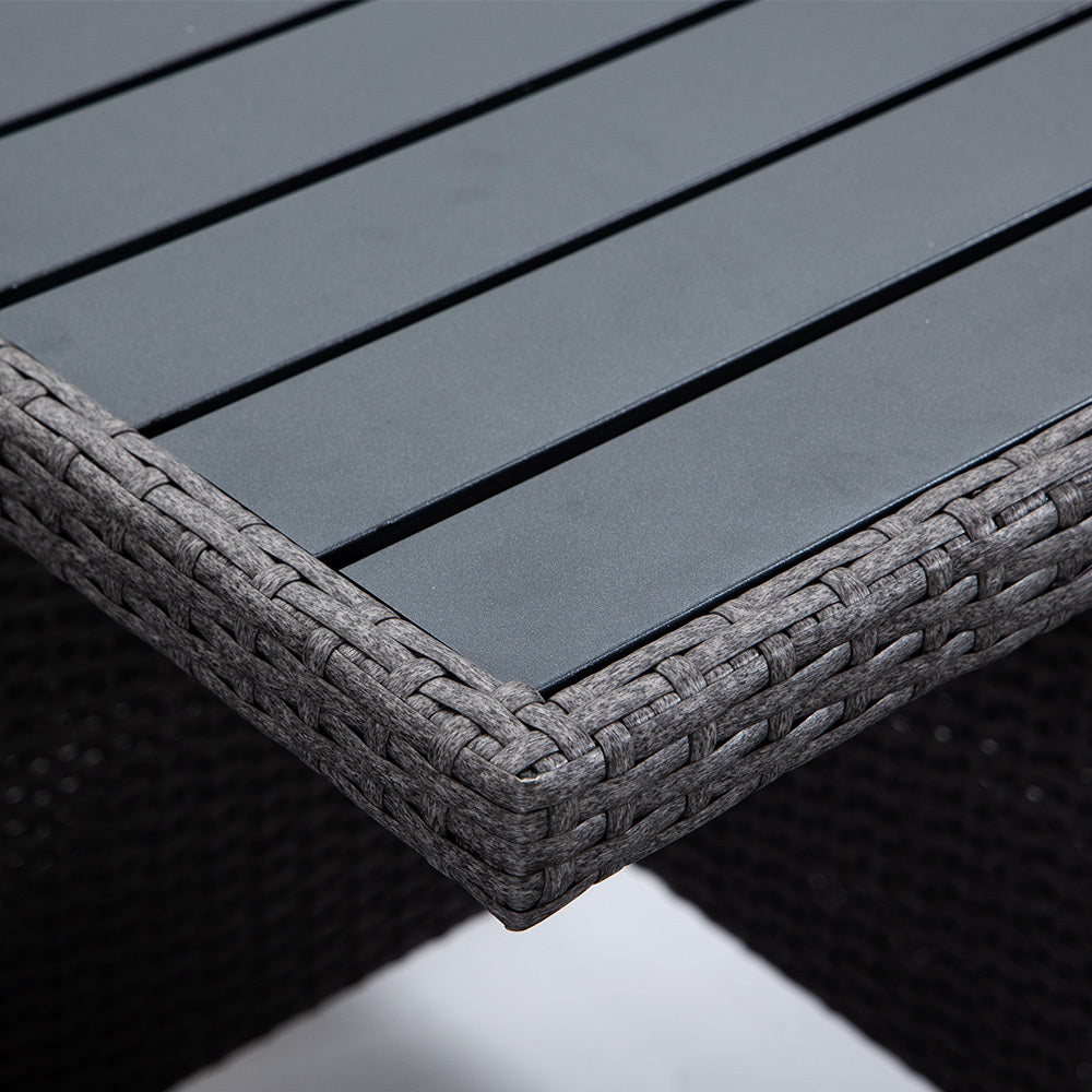 LONDON RATTAN Wicker 9 Piece Outdoor Dining Table Furniture Set - Grey - Cosy Abode