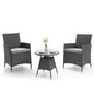 LONDON RATTAN 3 Piece Outdoor Furniture Setting with Glass Top Table - Grey - Cosy Abode