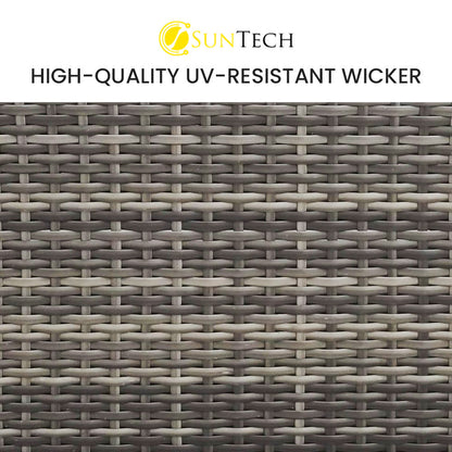 LONDON RATTAN 3 Seater Modular Outdoor Lounge Setting incl. Ottoman - Grey - Cosy Abode