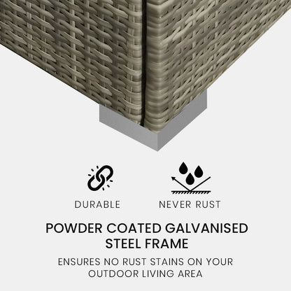 LONDON RATTAN 4 Seater Modular Outdoor Lounge Sofa Setting - Grey - Cosy Abode