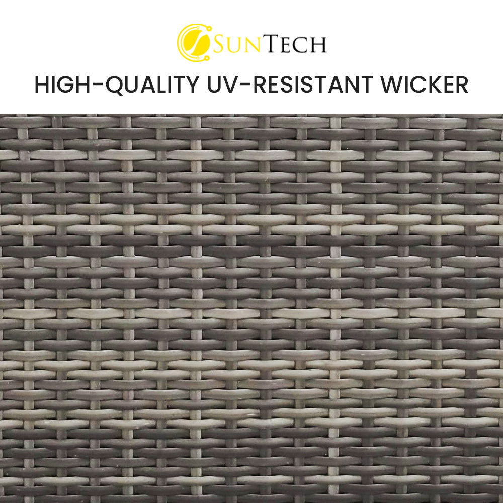 LONDON RATTAN 5 Piece 4 Seater Outdoor Modular Lounge Setting with Coffee Table - Grey - Cosy Abode