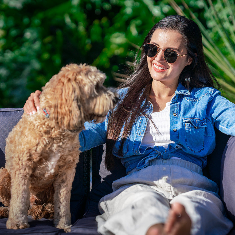 LONDON RATTAN 4 Seater Modular Outdoor Lounge Setting with Coffee Table & Ottoman - Grey - Cosy Abode