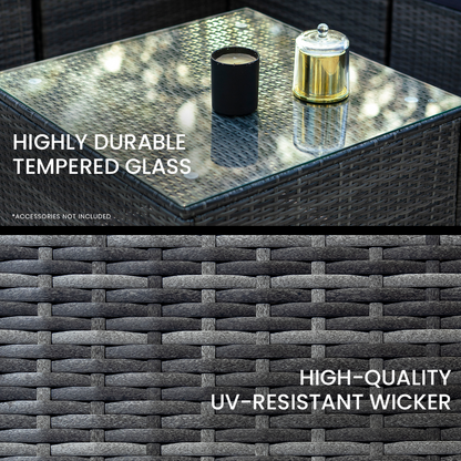 LONDON RATTAN 5 Seater Modular Outdoor Lounge Setting with Coffee Table - Grey - Cosy Abode