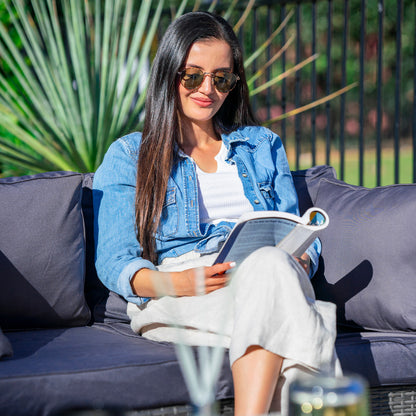 LONDON RATTAN 5 Seater Modular Outdoor Lounge Setting with Coffee Table - Grey - Cosy Abode