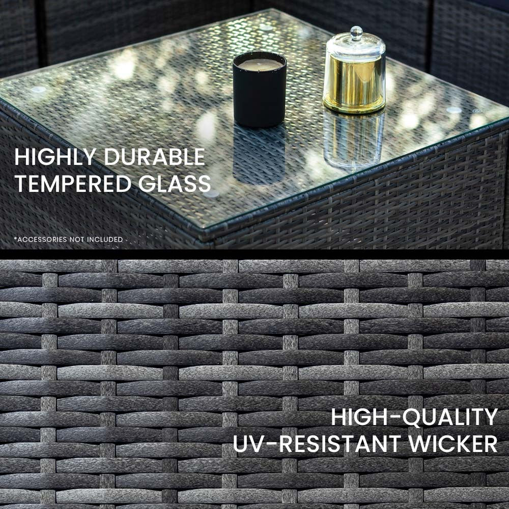 LONDON RATTAN 5 Seater Modular Outdoor Setting with Coffee Table - Grey - Cosy Abode