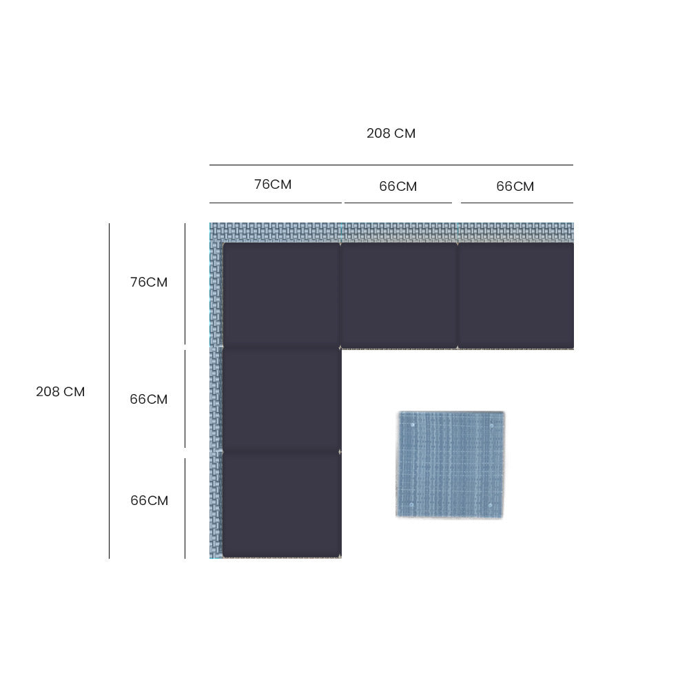LONDON RATTAN 5 Seater Modular Outdoor Setting with Coffee Table - Grey - Cosy Abode
