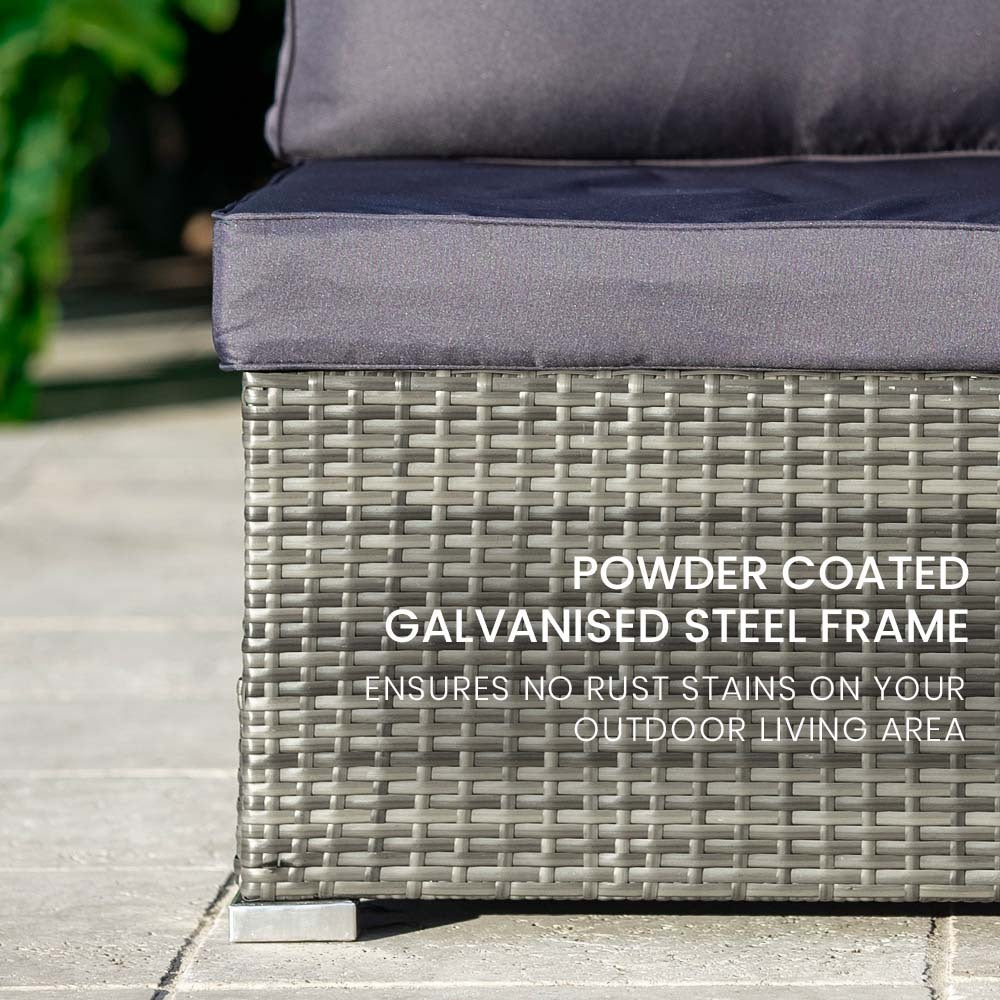 LONDON RATTAN 5 Seater Modular Outdoor Setting with Coffee Table - Grey - Cosy Abode