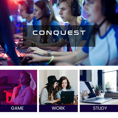 OVERDRIVE Conquest Series Reclining Gaming Ergonomic Office Chair with Lumbar and Neck Pillows, Black and Red - Cosy Abode